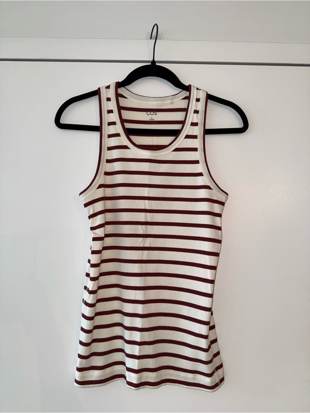 COS NWOT White & Burgundy Striped Tank Top